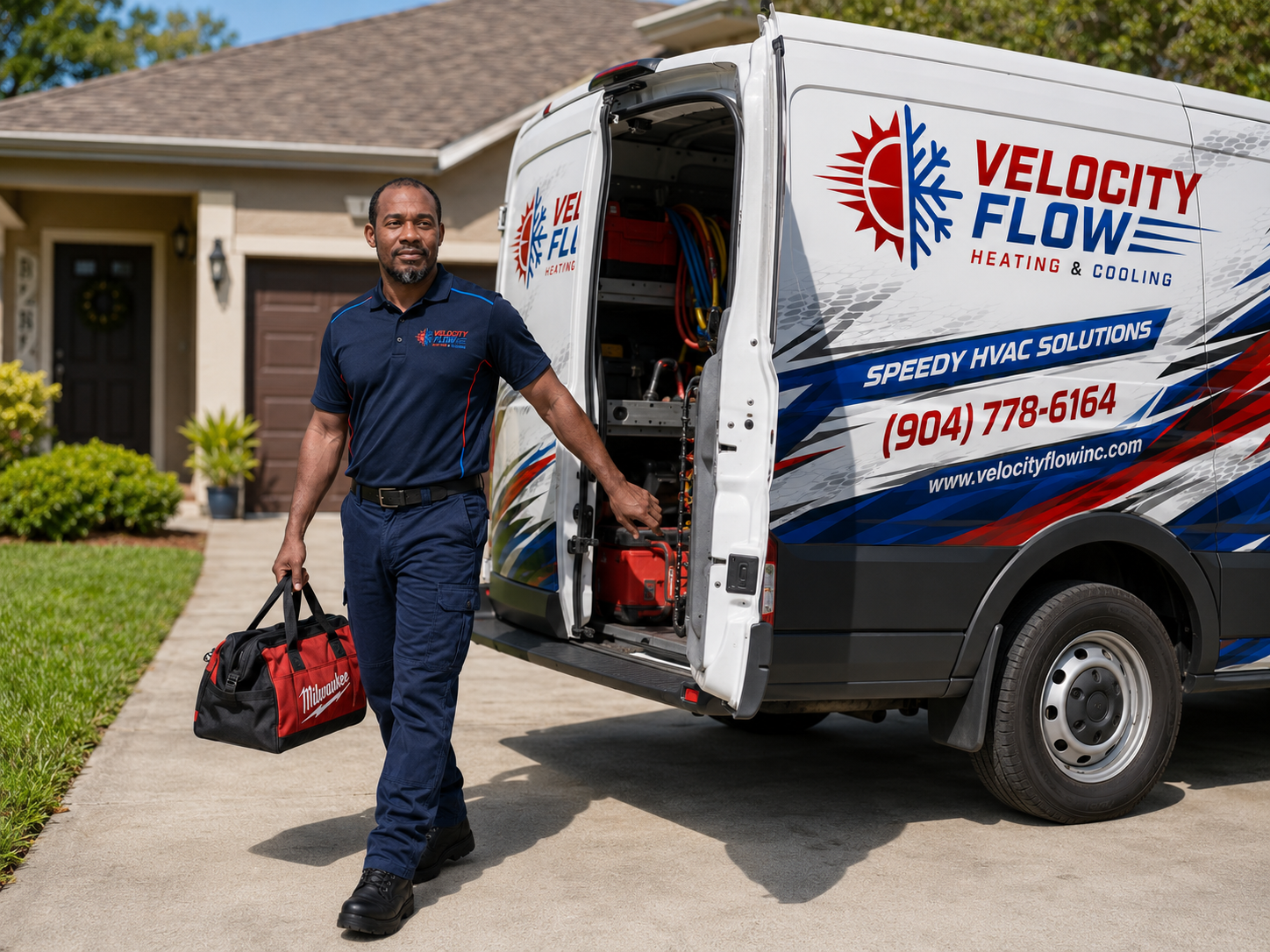 Velocity Flow technician and service van visual